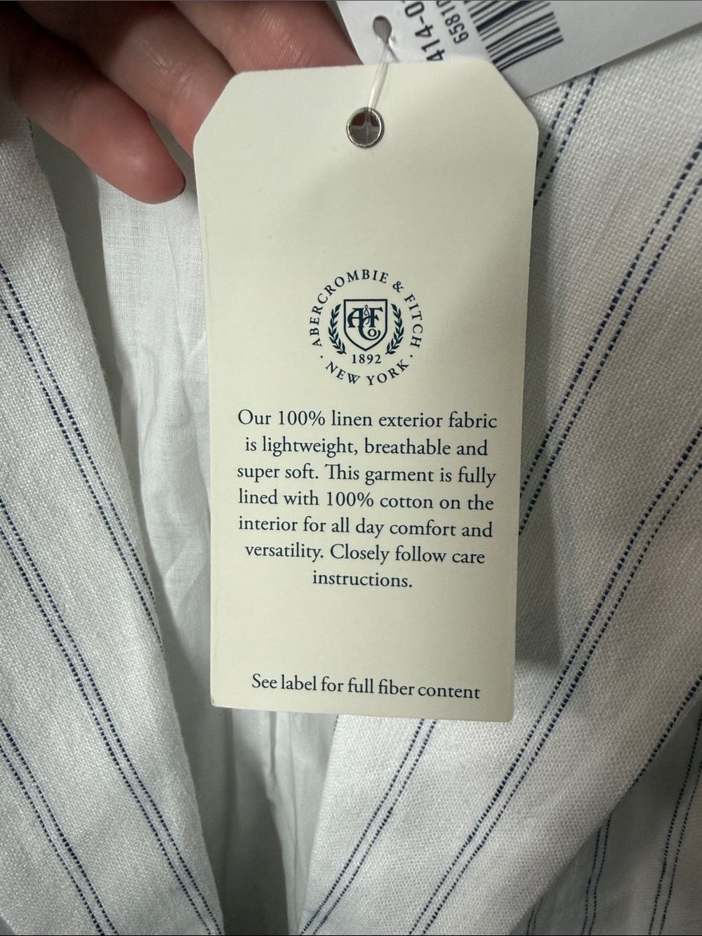 Abercrombie & Fitch White and Blue Blazer - Picture 4 of 7